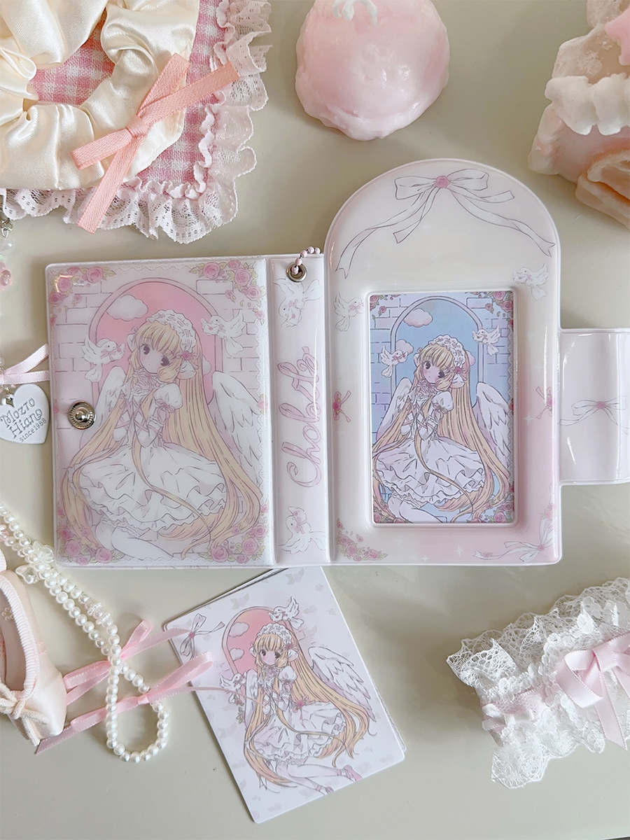 Chobits Chii bride card binder – open view showing inner pages and card slots
