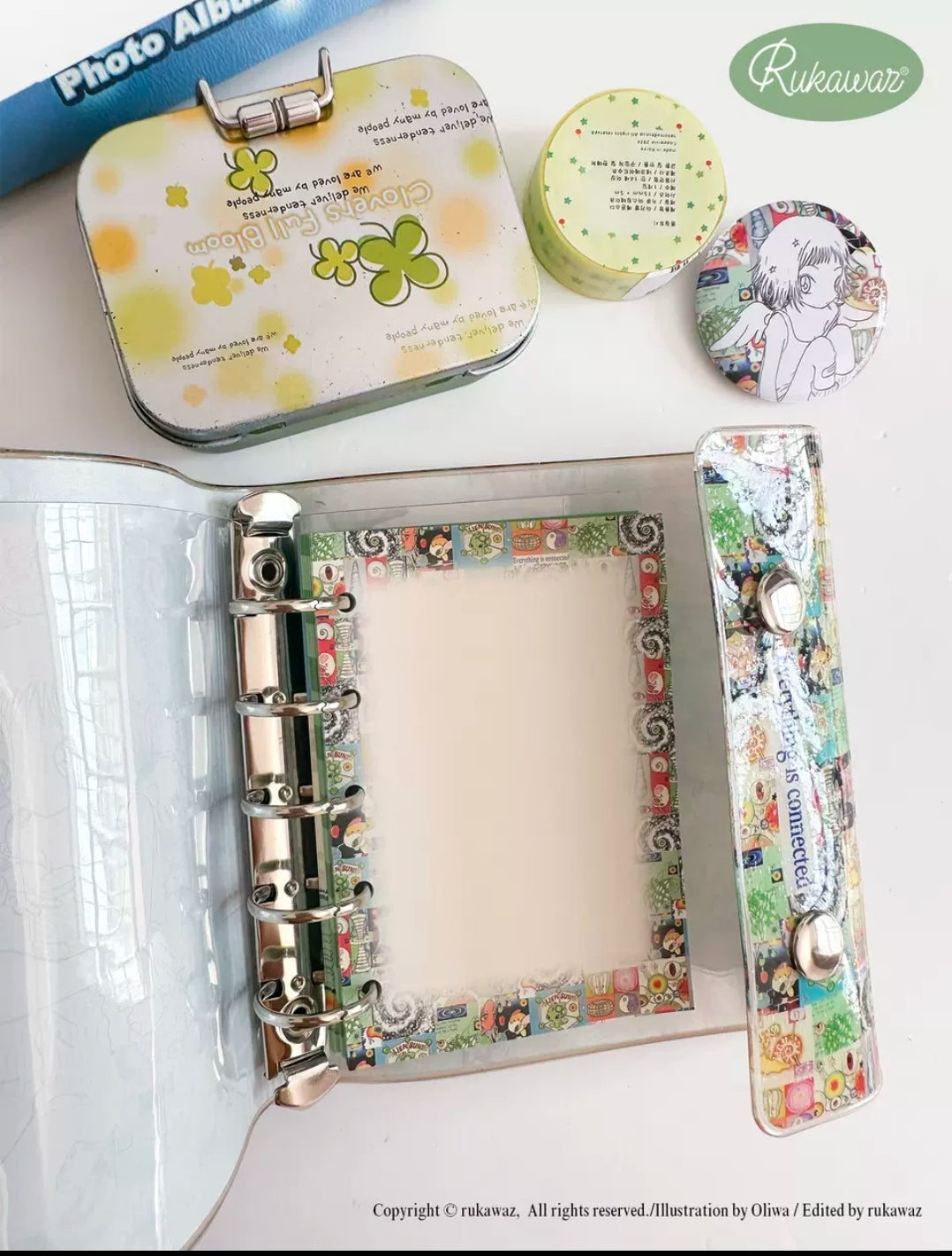 Rukawazx x Oliwa "Everything is Connected" M5 Fine Glitter 6-Ring Planner Binder