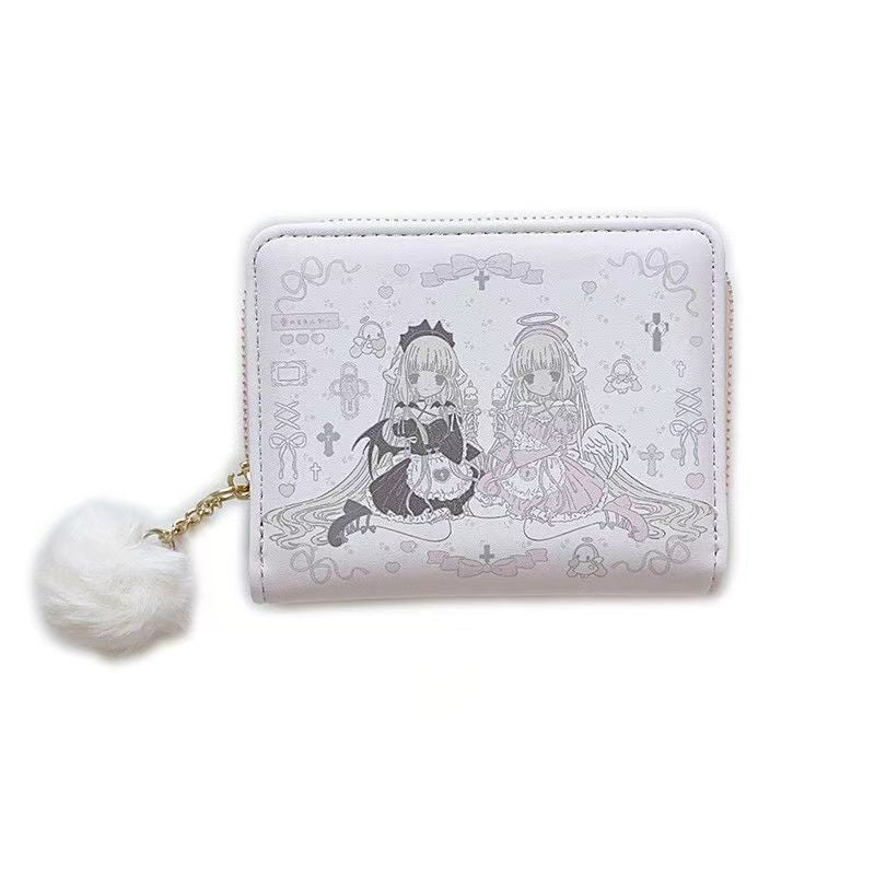 Chobits| Kawaii Tri-fold Wallet – Multi-card Slot Coin Purse with Pom-pom
