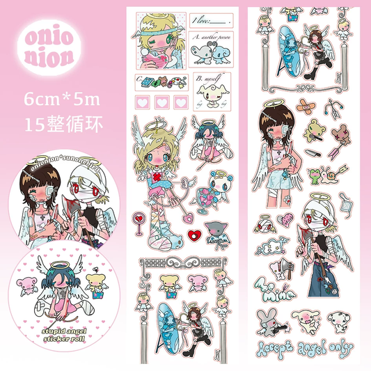 onionion stupid angel girl sticker roll 6cm product display