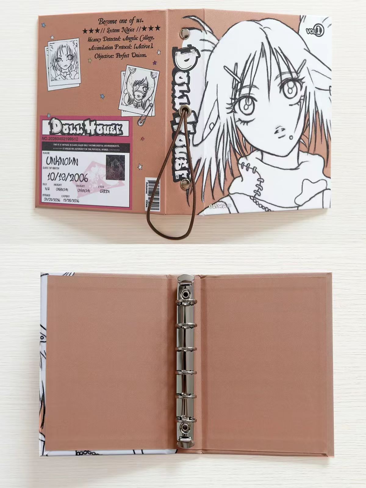 Rukawazx "Doll House" Vintage A7 Gypsophila Soft Cover 6-Ring Planner Binder