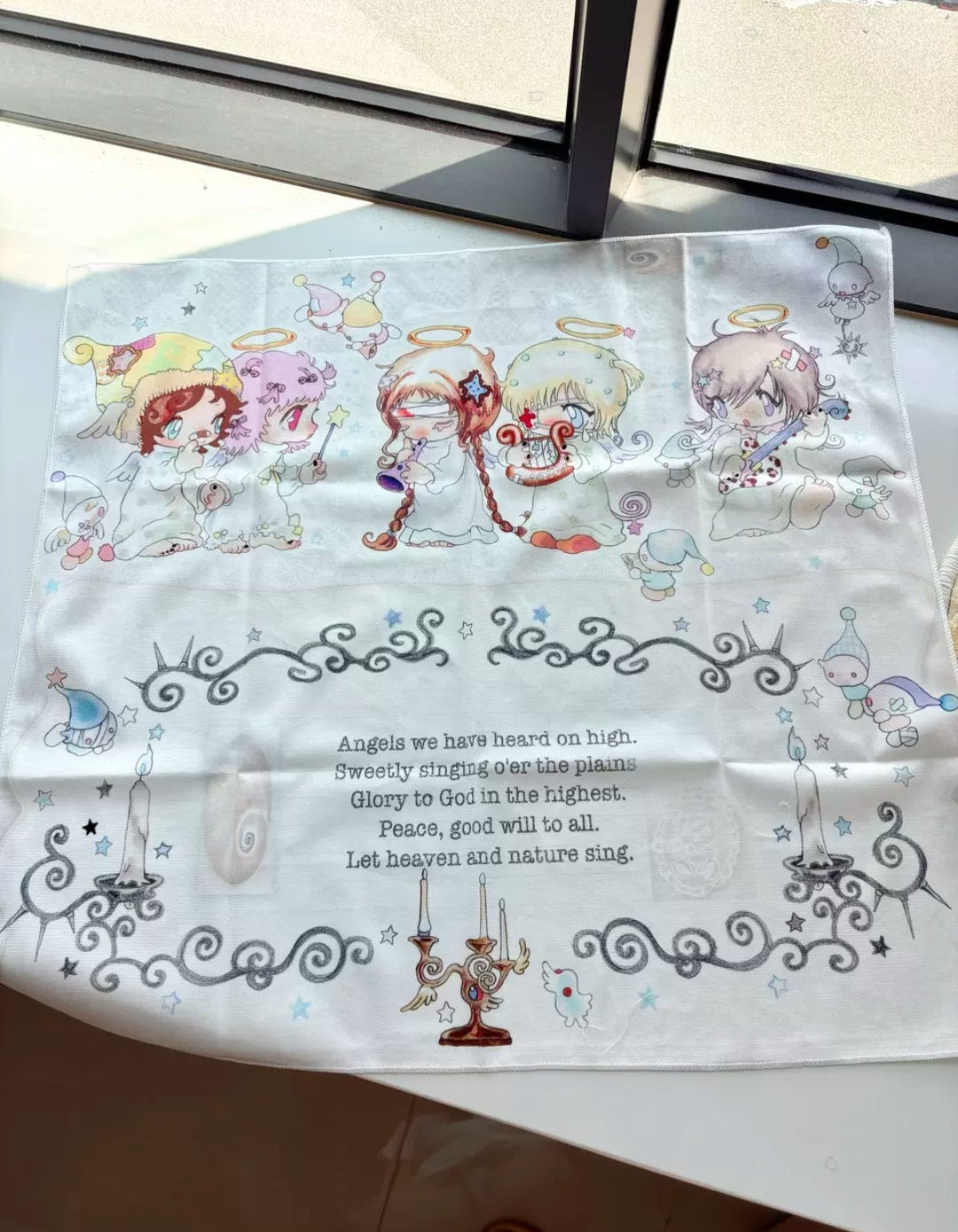 ACCIO x Oliwa little angels illustration wall tapestry - flat lay detail view