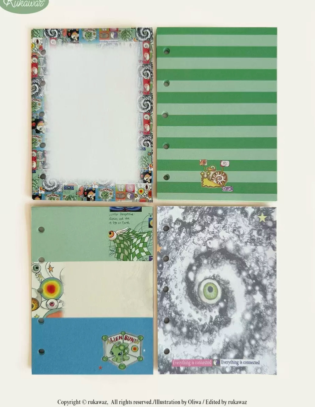 Rukawazx x Oliwa "Everything is Connected" M5 Fine Glitter 6-Ring Planner Binder
