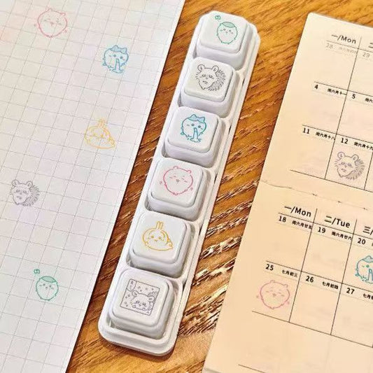 Chiikawa Usagi multi-color stamp set 3 - character stamps with journal samples