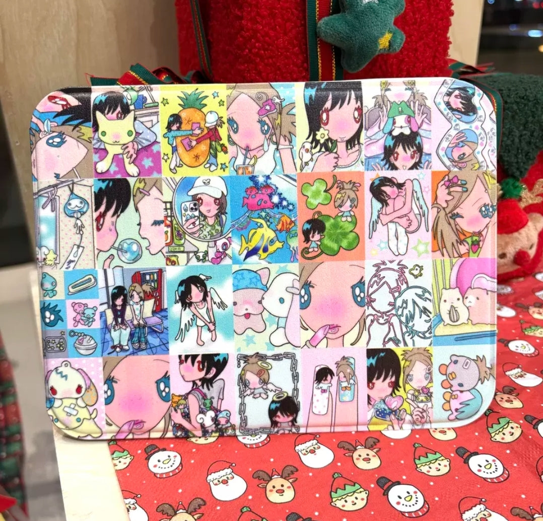 Sunonebird×ACCIO colorful grid illustration mirror cover - front view